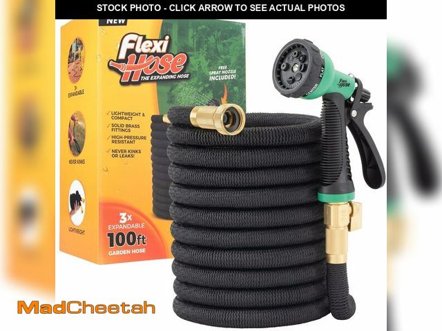 Lot 74-14267132 - Flexi Hose Expandable Garden Hose with 8 Function Nozzle, 100FT - Lightweight Retractable Garden Hos...