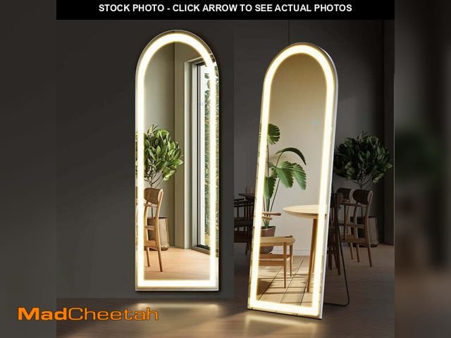 Lot 74-12780313 - EDX LED 3 Color Lighting Full Body Mirror 60"x 16" Arched Floor Mirror with Lights Wall Mounted Free...
