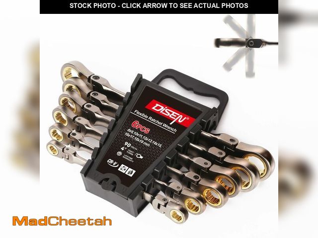 Lot 74-14207928 - DISEN 6PCS 90 Teeth Ratcheting Wrench Set Double Box End Flex Head with Gray Nickel Coated Ratchet W...