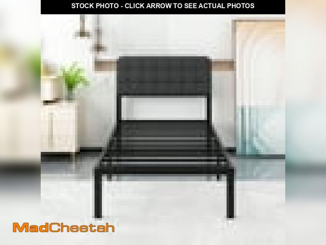 Lot 74-12480111 - Maenizi Twin Bed Frame With Upholstered Headboard 12 Inch Twin Metal Platform Bed Frame Steel Slat S...