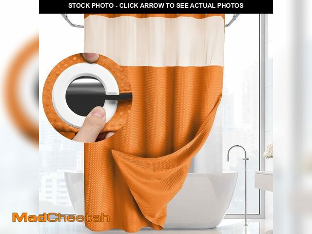 Lot 74-13550556 - YellyHommy No Hook Shower Curtain with Snap in Liner Set Waffle Shower Curtain for Bathroom 75"" L x...