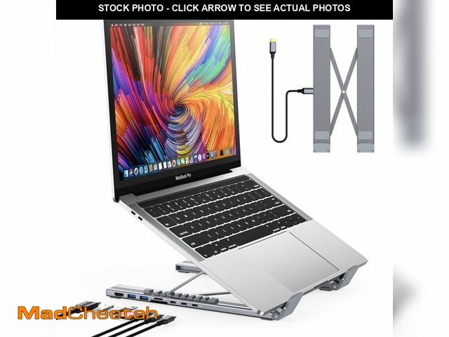 Lot 74-12715131 - Mukiya USB C Laptop Docking Station Stand, USB C Dock Tablet Stand, 8 in 1 USB C Hub with 4K HDMI, 2...