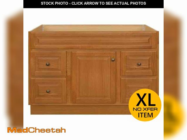 Lot 74-14274962 - Glacier Bay Hampton 48 in. Bathroom Vanity Cabinet without Top in Oak (Assembled) - UNUSED