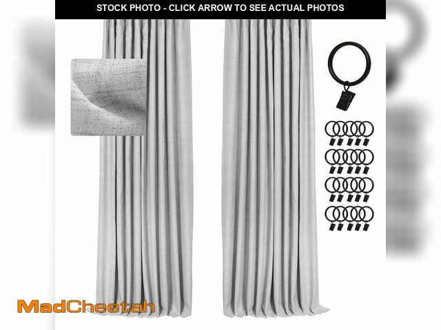 Lot 74-12702008 - INOVADAY 100% Blackout Curtains for Bedroom, Black Out Curtains 84 Inch Long, Clip Rings Linen Black...