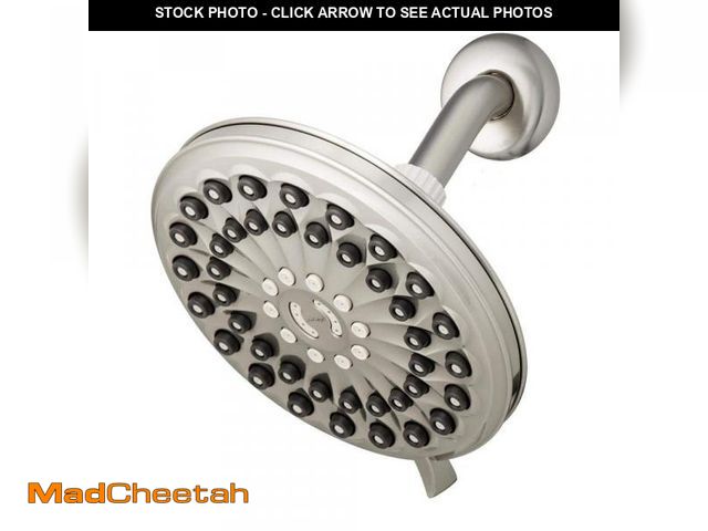 Lot 74-12464042 - Waterpik 6-Spray Patterns 7 in. Drencher Wall Mount Adjustable Fixed Shower Head in Brushed Nickel -...