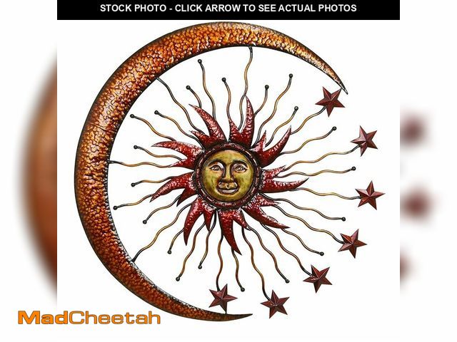 Lot 74-12570285 - Bellaa Metal Wall Art Sun Moon Stars Celestial Indoor Outdoor Hanging Garden 3D Sculpture Retro Plaq...