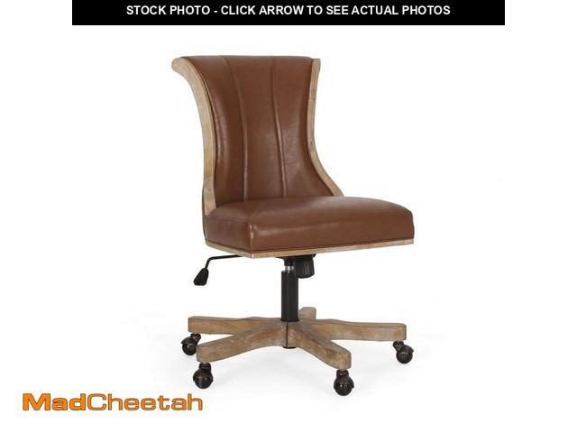 Lot 74-13610183 - Noble House Ashlyn Cognac Brown and Natural Roll Back Swivel Office Chair - UNUSED