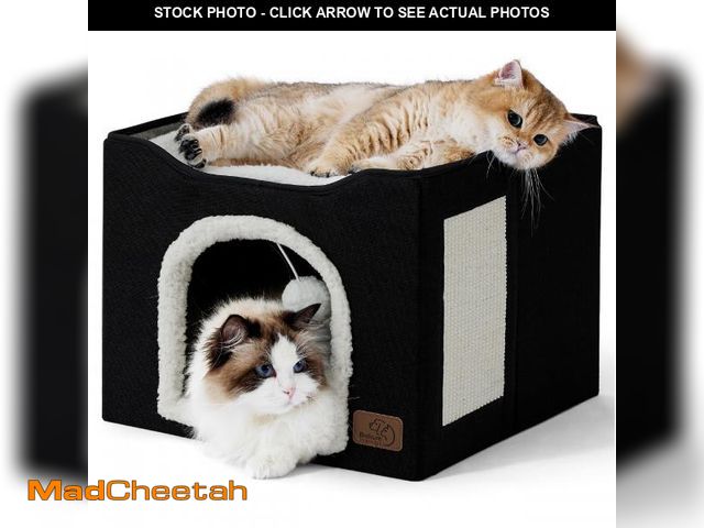 Lot 74-12303979 - Bedsure Cat Beds for Indoor Cats - Large Cat Cave for Pet Cat House with Fluffy Ball Hanging and Scr...