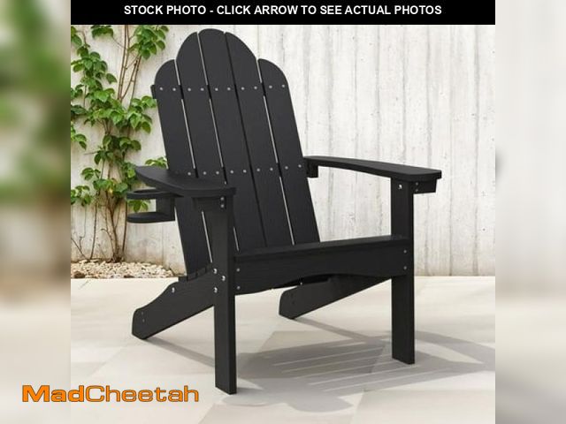 Lot 74-12401662 - Dycanpo Adirondack Chairs with Cup Holder  300lbs Weather Resistant  Black - UNUSED