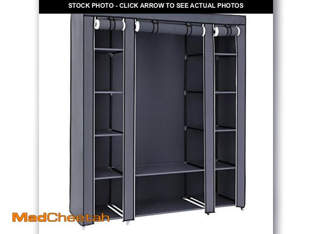 Lot 74-12096483 - SONGMICS Closet Wardrobe, Portable Closet for Bedroom, Clothes Rail with Non-Woven Fabric Cover, Clo...