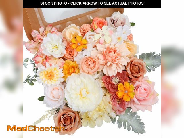 Lot 74-14147713 - Garisey Artificial Flowers Combo, Mix Silk Flowers Roses, Peonies, Dahlias with Stems for DIY Weddin...