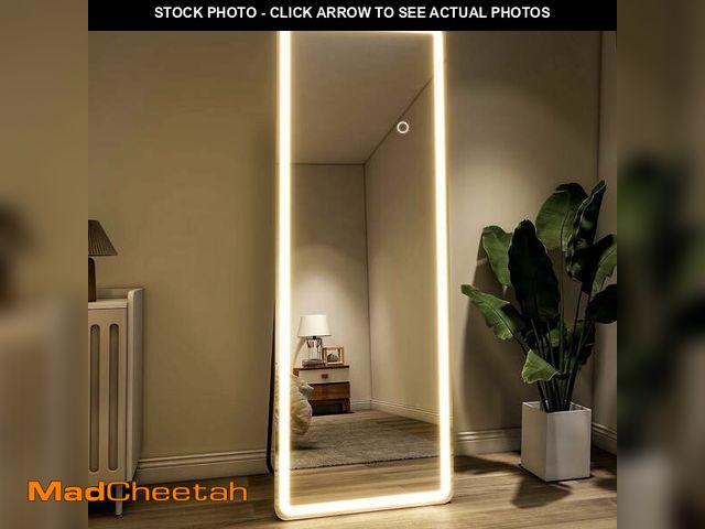 Lot 74-14586182 - BEAUTYPEAK 64" x 21" LED Rectangular Full Length Mirror Standing Floor Mirror with Safe Corners,Whit...