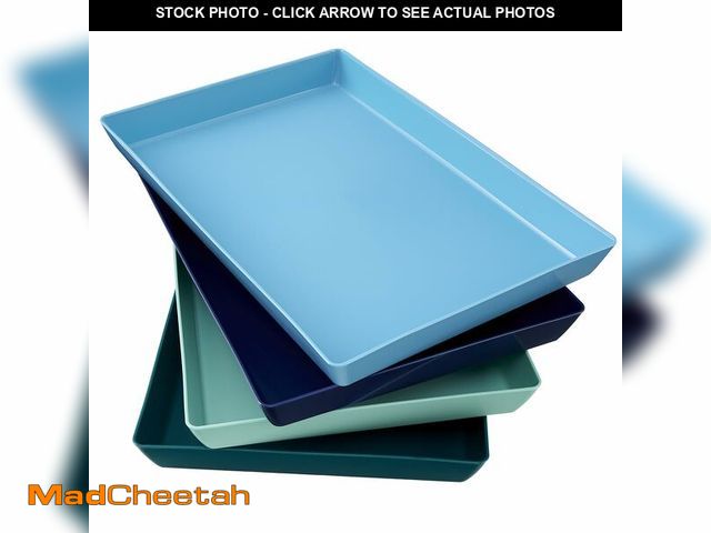 Lot 74-14054062 - US Acrylic Coastal Plastic Serving Trays (Set of 4) 15Ã¢â¬Â x 10Ã¢â¬Â | Large Unbreakable Reusab...