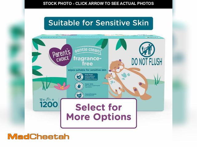 Lot 74-12789224 - Parents Choice Fragrance-Free Baby Wipes, 1200 Count (Select for More Options) - UNUSED