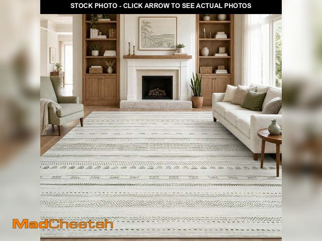 Lot 74-14286443 - VUNATE 8'x10' Rugs for Living Room Washable Rugs Boho Moroccan Large Area Rug Soft Neutral Geometric...