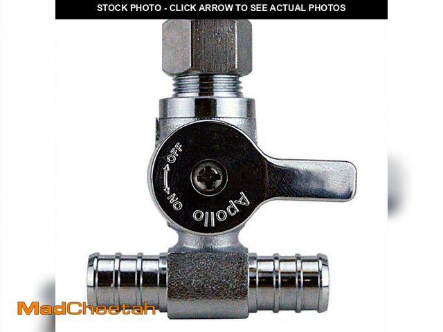 Lot 74-14327619 - 1/2 in. Chrome-Plated Brass PEX-B Barb x 3/8 in. Compression Quarter-Turn Tee Valve(3PACK) - UNUSED