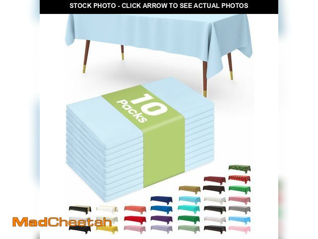 Lot 74-12441277 - Pureegg Plastic Table Cloth Disposable 10 Pack, 54 x 108 Inch Table Cloths, Easter Party, Picnic, We...