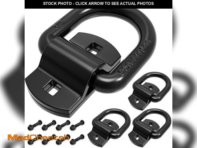 Lot 74-13570583 - IRONDIY 4 PCS 1/2" Heavy Duty Bolt-On Forged D Rings,12000 LBS Tie Down Anchors D Ring Surface Mount...