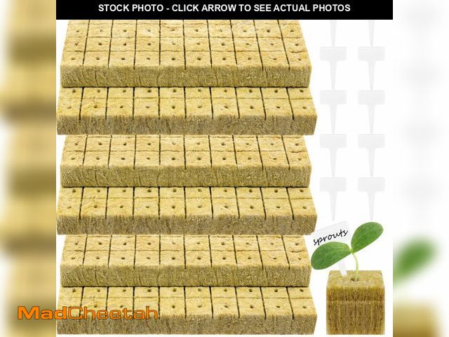Lot 74-13776216 - 1 Inch Rockwool Cubes for Hydroponics, Garden Rock Wool Planting Cubes with 10 Plant Name Tags Seed ...