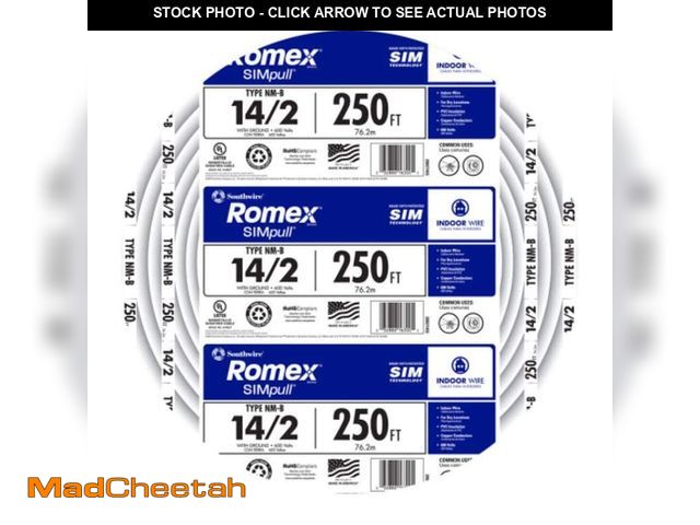 Lot 74-14276662 - Southwire 250 ft. 14/2 Romex SIMpull Solid NM-B W/G Wire - UNUSED
