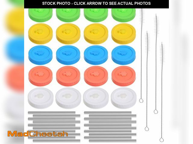 Lot 74-14205181 - 20 Pcs Mason Jar Lids Wide Mouth Mason Jar Lid Thickened Leak Proof Lid with Straw Hole Dishwasher-s...