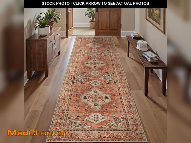 Lot 74-14149494 - KUTA Extra Long Runner Rug for Hallway 2.6x20ft, Vintage Washable Kitchen Rugs, Red Clay Non-Slip St...