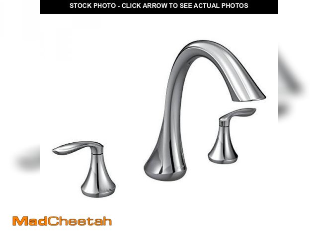 Lot 74-12448222 - Moen Eva Chrome Two-Handle Deck Mount Roman Tub Faucet Trim Kit, Valve Required, T943 - UNUSED