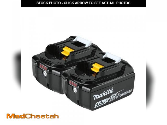 Lot 74-12401494 - Makita 18V LXT Lithium-Ion High Capacity Battery Pack 5.0 Ah with LED Charge Level Indicator (2-Pack...