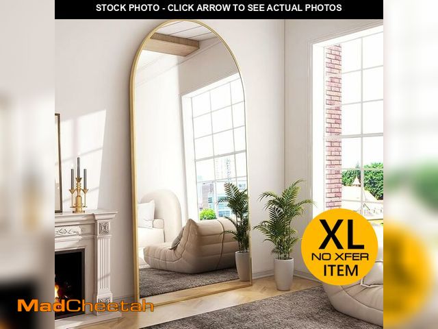 Lot 74-13775344 - GLSLAND-34x76 inch Wall Mount Arched Full Length Mirror-Aluminum Alloy Frame High Definition-Full Bo...