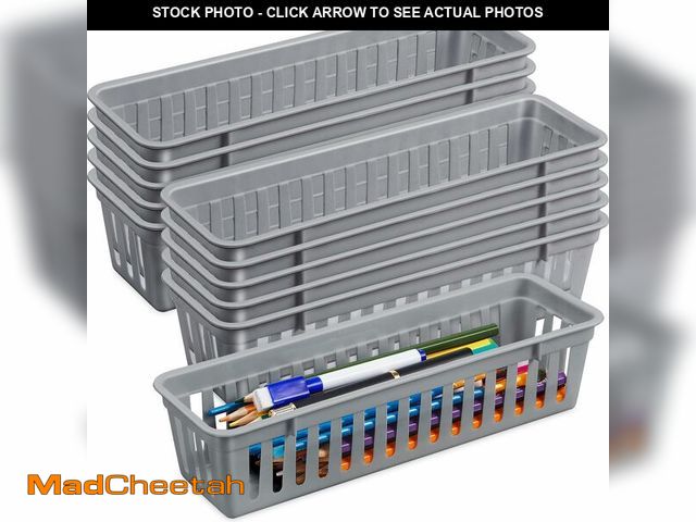 Lot 74-13623992 - Domensi 24 Pack Slim Plastic Storage Baskets Tray for Organizing 10.25x3.25x2.5 Inch Small Narrow St...