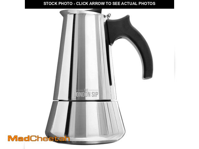 Lot 74-14224072 - The London Sip London Sip Stovetop Espresso Maker, Silver, 3-Cup - USED