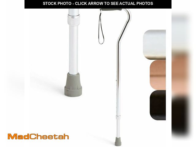 Lot 74-12633205 - Medline Aluminum-Chrome Offset Walking Cane, Adjusts 29-38" &amp; Supports Up to 300 Lbs. ÃÂ¢Ã¢âÂ...
