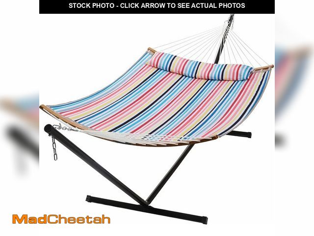 Lot 74-13074664 - (MISSING HARDWARE) SUPERJARE Hammock with Stand, 2 Person Heavy Duty Hammock Frame, Detachable Pillo...