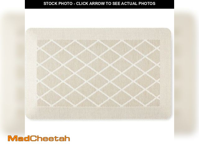 Lot 74-14068228 - Martha Stewart Miles Modern Diamond Anti-Fatigue Air-Infused Kitchen Mat, Beige, 19.6"x32" - UNUSED