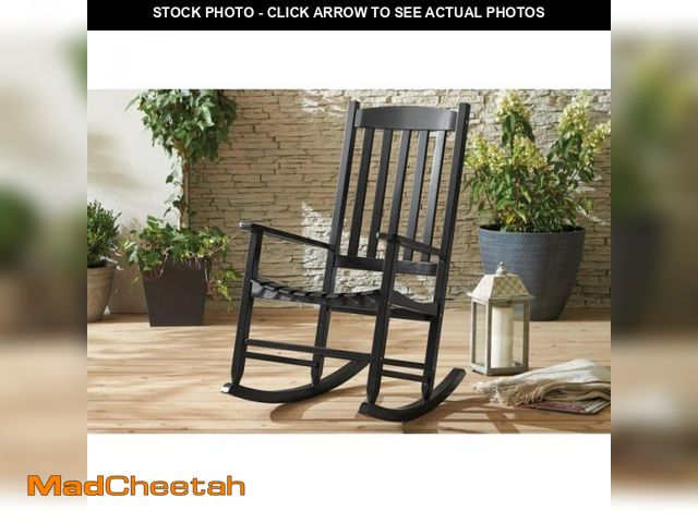 Lot 74-12533504 - (MISSING HARDWARE) Mainstays MS11-301-004-02 Outdoor Wood Porch Rocking Chair, Black Color, Weather ...