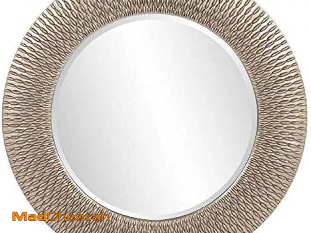 Lot 74-11360370 - Howard Elliott Bergman Big Round Mirror for Wall Decor, Silver Glossy Mirror with Starburst Effect, ...