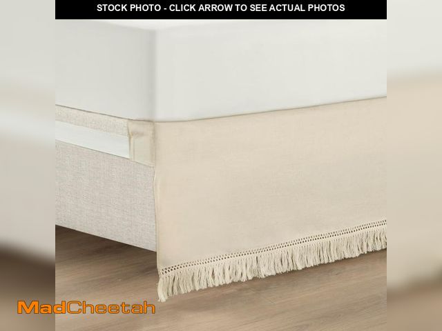 Lot 74-12328838 - Lush Decor Boho Fringe 15-Inch Tailored Drop Easy Fit Bedskirt, Queen, Neutral - UNUSED