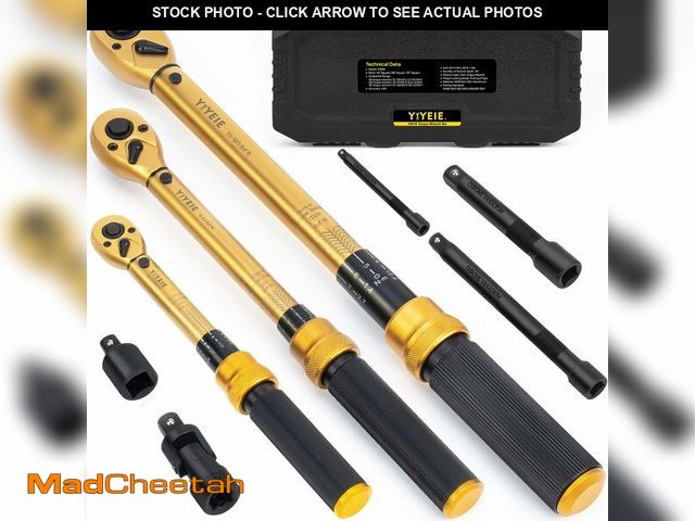 Lot 74-13620722 - 1/4 3/8 1/2-inch Drive Click Torque Wrench, 8Pcs Torque Wrench Set 10-230in.lb, 5-50ft.lb, 10-180ft....
