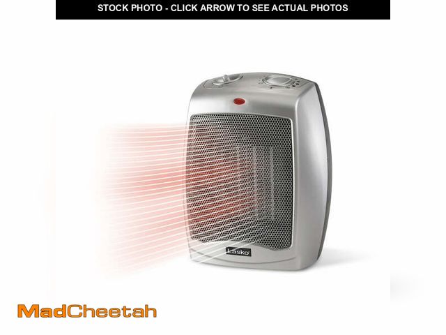 Lot 74-13693118 - Lasko 1500W Electric Ceramic Space Heater with Adjustable Thermostat, 754200, Silver - UNUSED