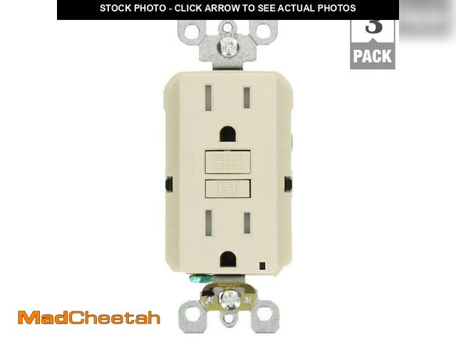 Lot 74-14223123 - Leviton 15 Amp 125-Volt Duplex SmarTest Self-Test SmartlockPro Tamper Resistant GFCI Outlet, Light A...