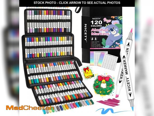 Lot 74-11545140 - 120 Colors Alcohol Markers Brush Tip Set, Dual Tip Art Marker Set Perfect for Coloring, Sketching, D...