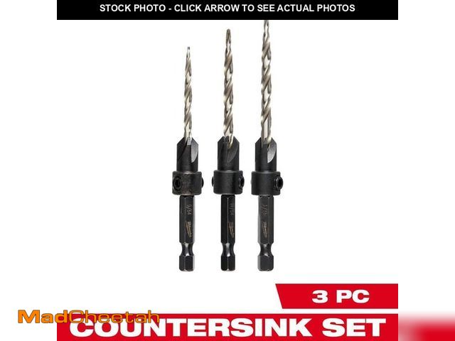 Lot 74-13677949 - Milwaukee #6/#8/#10 Wood Countersink Drill Bit Set (3-Piece) - USED