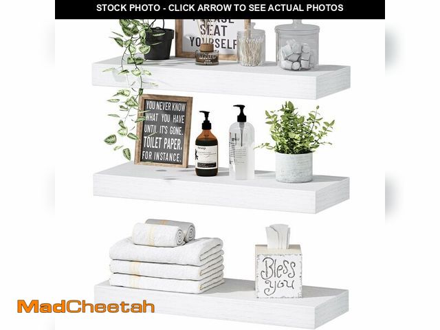 Lot 74-12716294 - QEEIG Floating Shelves for Wall Bathroom Shelf Bedroom Kitchen Living Room Hanging Book Shelves Smal...