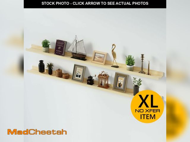 Lot 74-13070303 - SAUMONIERES Picture Ledge Shelf Floating Book Shelves Set of 2 Wall Mounted Solid Wood for Bedroom B...