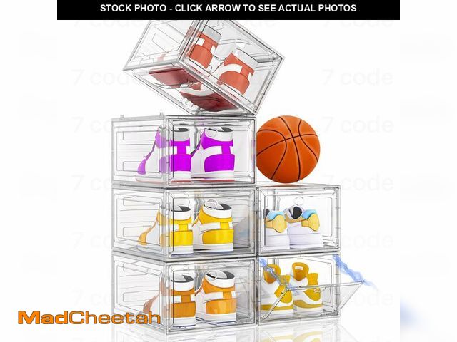 Lot 74-13575346 - Thickened Clear Shoe Storage Organizer with Magnetic Door, Sturdy Stackable Shoe Boxes for Closet, C...