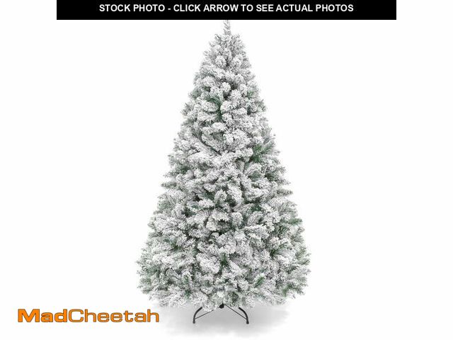 Lot 74-12992183 - Best Choice Products Artificial Flocked Christmas Tree, 7.5ft Premium Unlit Pine Holiday Decor w/Met...