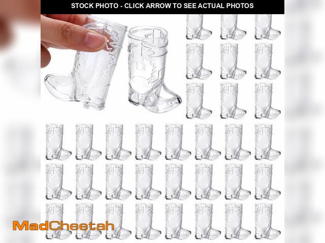 Lot 74-13566195 - Aodaer 36 Pieces 1 OZ Clear Cowboy Boot Shot Glasses Mini Plastic Boot Shot Cups Western Cowboy Glas...