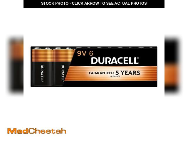 Lot 74-14208092 - Duracell Coppertop 9V Battery, 6 Count (Pack of 1), Long-lasting All-Purpose Alkaline 9V Batteries f...