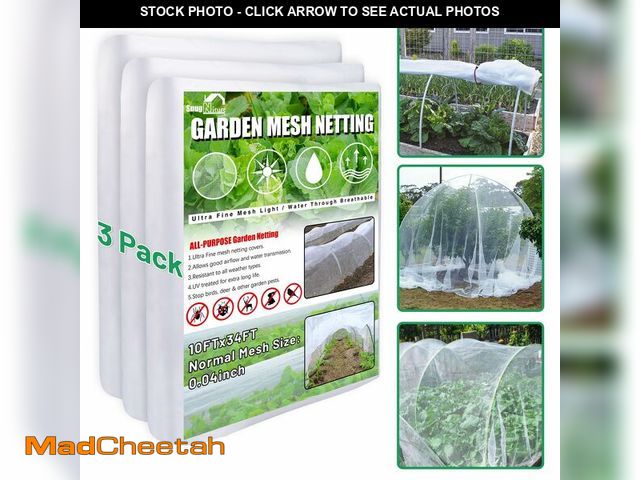Lot 74-14064733 - SnugNiture 3 Pack Garden Netting 10x33FT Ultra Fine Mesh Mosquito Netting Plant Covers, White Bird N...
