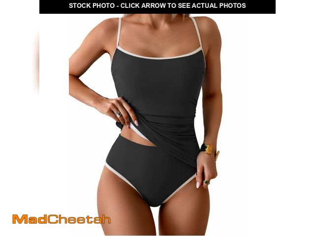 Lot 74-14047366 - Eomenie Women's Tankini Swimsuits Two Piece Tummy Control Bathing Suit Color Block Slim Swimwear wit...
